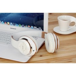 Premium Sound HD Over the Ear Wireless Bluetooth Stereo Headphone HK399 (White Gold)